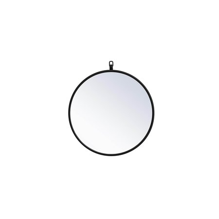 ELEGANT DECOR Metal Frame Round Mirror With Decorative Hook 18 Inch In Black MR4718BK